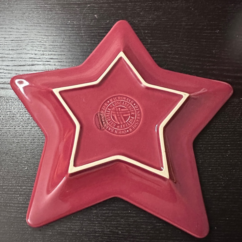 Longaberger Pottery Woven Tradition Paprika Red Star Plate 10” EUC - Picture 3 of 4